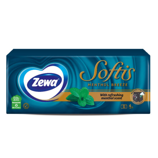 FACOLETA ZEWA SOFTIS MENTHOL 4 PLY 10 COPE