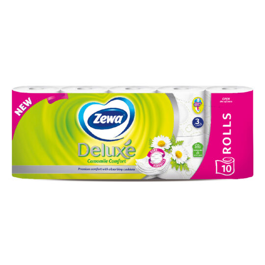 LETER HIGJENIKE ZEWA DELUXE CAMOMILE 3 PLY 10ROLLS
