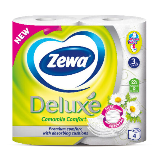 LETER HIGJENIKE ZEWA DELUXE CAMOMILE 3 PLY 4 ROLLS