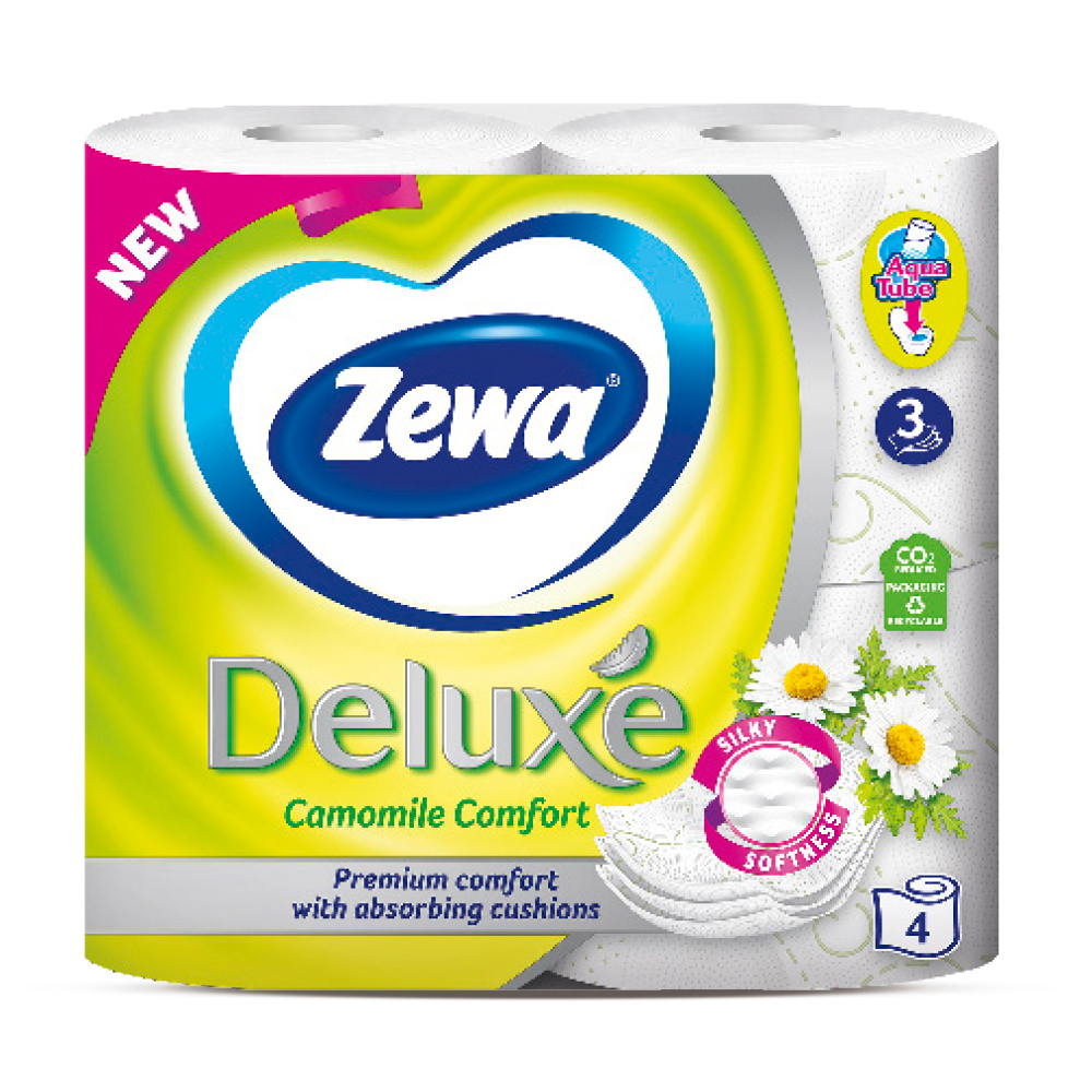 LETER HIGJENIKE ZEWA DELUXE CAMOMILE 3 PLY 4 ROLLS LETER HIGJENIKE ZEWA DELUXE CAMOMILE 3 PLY 4 ROLLS