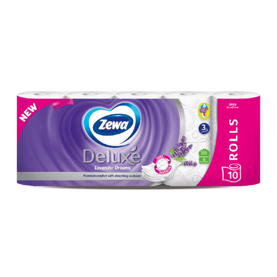 LETER HIGJENIKE ZEWA DELUXE LAVANDER 3 PLY 10 ROLLS