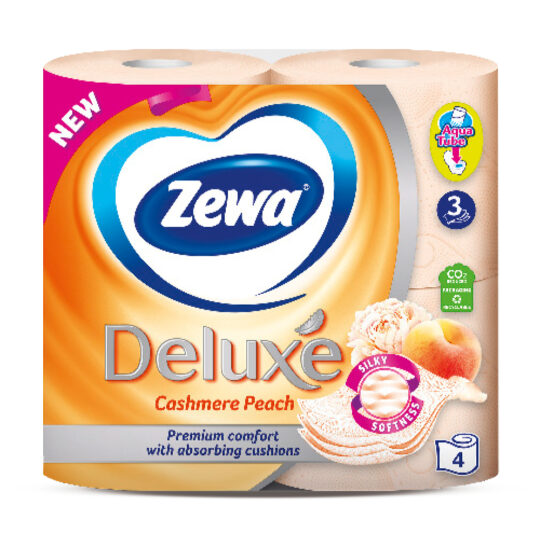 LETER HIGJENIKE ZEWA DELUXE PEACH 3 PLY 4 ROLLS